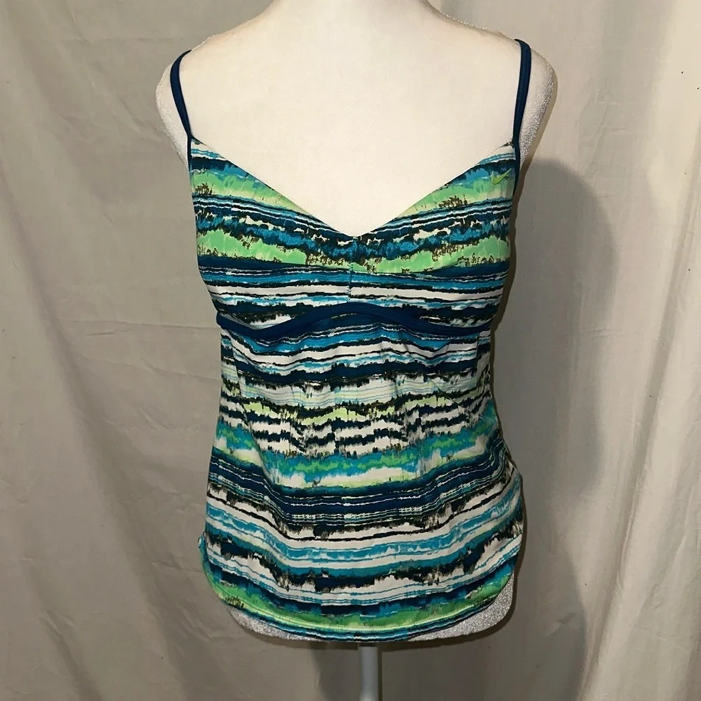 Blue green black & white Nike tankini top size medium